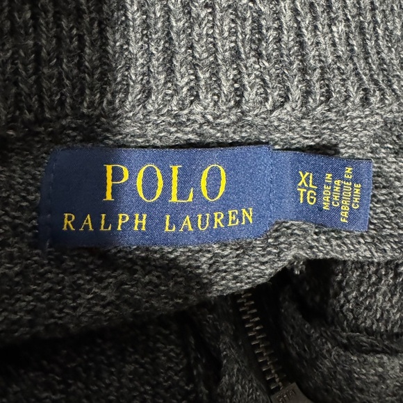 Polo Ralph Lauren Long Sleeve 1/4 Zip Sweater Pullover 100% Cotton Size XL Gray - Picture 7 of 9